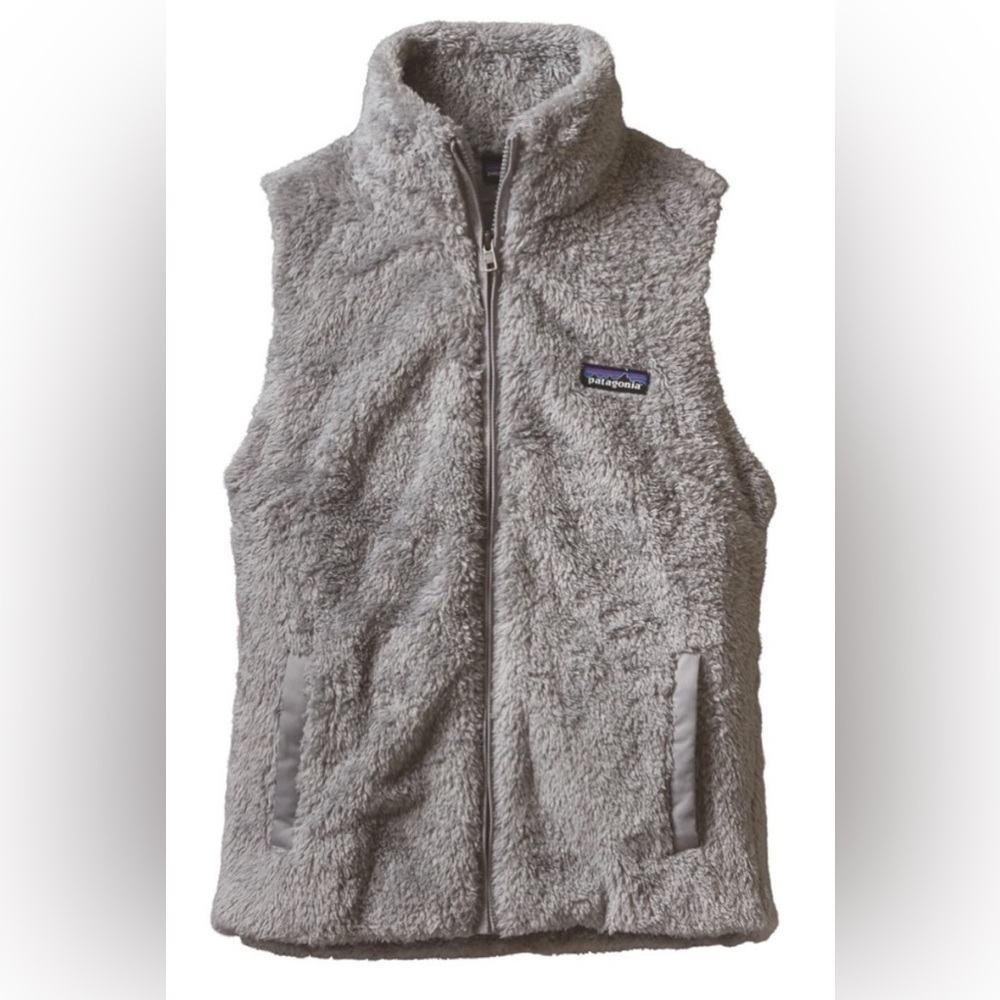 Patagonia Gray Zip-Up Fleece Vest with High Collar